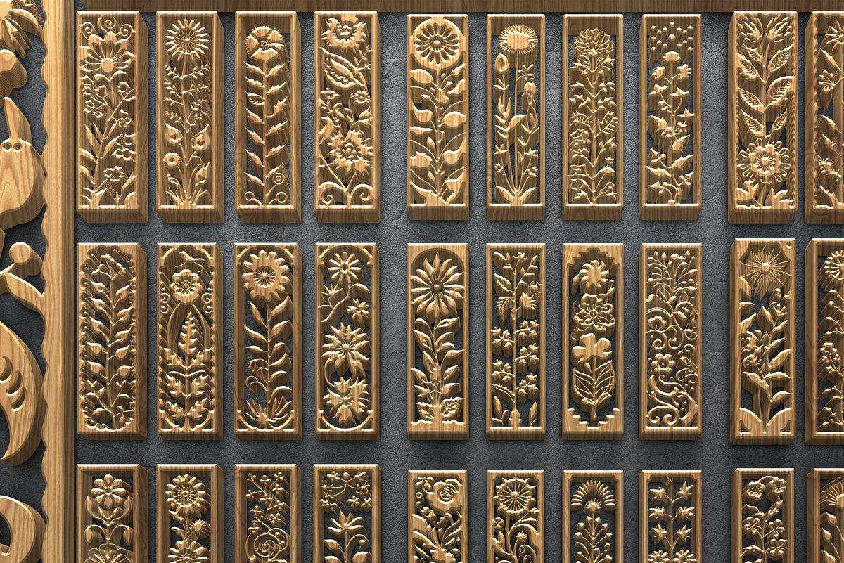 Intra απο ξύλο plywood  Χρώμα wenge 3mm-4mm πάχος - Floral Border Strip Bundle Δίασταση 3200x7200 cm INTRAFABR-107740201