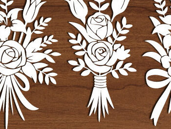 Intra απο ξύλο plywood  Χρώμα wenge 3mm-4mm πάχος - Floral Bouquet Cut Mega Bundle 1606 Δίασταση 20x20 cm INTRAFABR-43409869 - Image 3