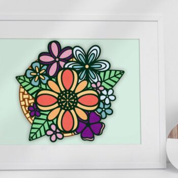 Intra απο ξύλο plywood  Χρώμα wenge 3mm-4mm πάχος - Μπουκέτο λουλουδιών σε στυλ Ζεν Doodle Δίασταση 6x6 cm INTRAFABR-43409895 - Image 2