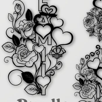 Intra απο ξύλο plywood  Χρώμα wenge 3mm-4mm πάχος - Floral Bundle Love Mom Dad Family Home Δίασταση 20x25 cm INTRAFABR-36209300 - Image 1