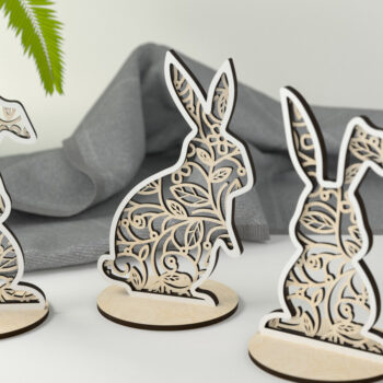 Intra απο ξύλο plywood  Χρώμα wenge 3mm-4mm πάχος - Floral Bunnies - με λέιζερ Δίασταση 15x15 cm INTRAFABR-82762195 - Image 1