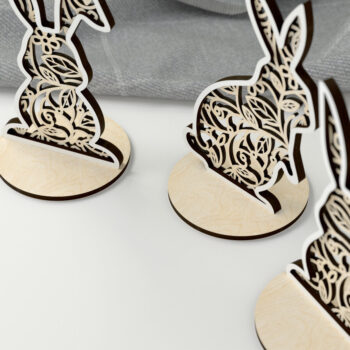 Intra απο ξύλο plywood  Χρώμα wenge 3mm-4mm πάχος - Floral Bunnies - με λέιζερ Δίασταση 15x15 cm INTRAFABR-82762195 - Image 2