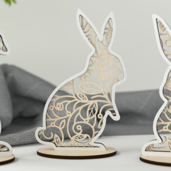 Intra απο ξύλο plywood  Χρώμα wenge 3mm-4mm πάχος - Floral Bunnies - με λέιζερ Δίασταση 15x15 cm INTRAFABR-82762195 - Image 4