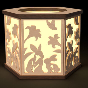 Intra απο ξύλο plywood Χρώμα wenge 3mm-4mm πάχος - Floral Bunny Κηροπήγιο Κοπή Laser Δίασταση 6x6 cm INTRAFABR-84715683 - Image 1