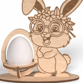 Intra απο ξύλο plywood Χρώμα wenge 3mm-4mm πάχος - Floral Bunny Πασχαλινή Αυγοθήκη Δίασταση 6x6 cm INTRAFABR-82522029 - Image 1