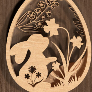 Intra απο ξύλο plywood Χρώμα wenge 3mm-4mm πάχος - Floral λαγουδάκι πασχαλινό στολίδι Δίασταση 6x6 cm INTRAFABR-82762192 - Image 1