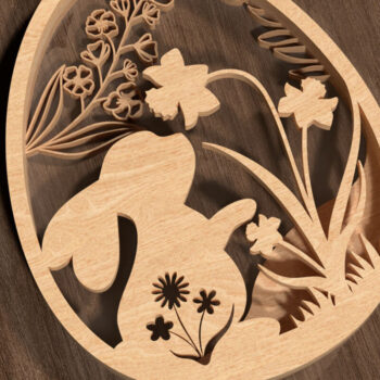 Intra απο ξύλο plywood Χρώμα wenge 3mm-4mm πάχος - Floral λαγουδάκι πασχαλινό στολίδι Δίασταση 6x6 cm INTRAFABR-82762192 - Image 2