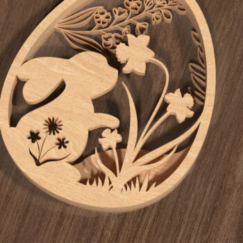 Intra απο ξύλο plywood Χρώμα wenge 3mm-4mm πάχος - Floral λαγουδάκι πασχαλινό στολίδι Δίασταση 6x6 cm INTRAFABR-82762192 - Image 3