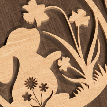 Intra απο ξύλο plywood Χρώμα wenge 3mm-4mm πάχος - Floral λαγουδάκι πασχαλινό στολίδι Δίασταση 6x6 cm INTRAFABR-82762192 - Image 6