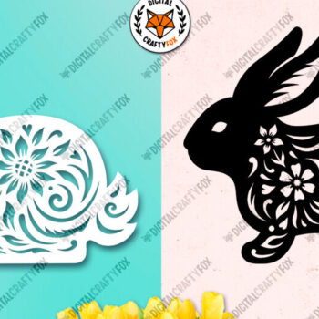 Intra απο ξύλο plywood  Χρώμα wenge 3mm-4mm πάχος - Floral Bunny , Paper Bunny Paper Cut Δίασταση 6x6 cm INTRAFABR-114811599 - Image 2