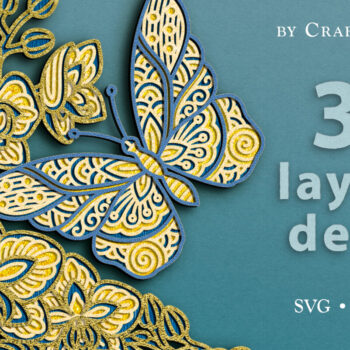 Intra απο ξύλο plywood  Χρώμα wenge 3mm-4mm πάχος - Floral Butterfly 3D Layered Cut Δίασταση 30x20 cm INTRAFABR-68368024 - Image 1