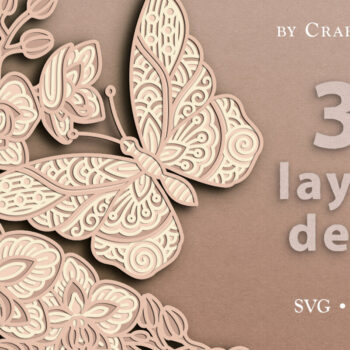 Intra απο ξύλο plywood  Χρώμα wenge 3mm-4mm πάχος - Floral Butterfly 3D Layered Cut Δίασταση 30x20 cm INTRAFABR-68368024 - Image 2