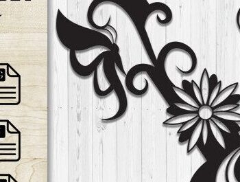 Intra απο ξύλο plywood  Χρώμα wenge 3mm-4mm πάχος - Floral Butterfly Alphabet V Δίασταση 30x20 cm INTRAFABR-95782092 - Image 1