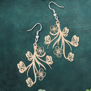 Intra απο ξύλο plywood Χρώμα wenge 3mm-4mm πάχος - Φλοράλ Σκουλαρίκια πεταλούδας κοπής με λέιζερ Δίασταση 900x900 cm INTRAFABR-109824883 - Image 4