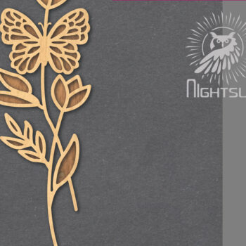 Intra απο ξύλο plywood  Χρώμα wenge 3mm-4mm πάχος - Floral Butterfly Decoration 2 Δίασταση 20x20 cm INTRAFABR-61224285 - Image 1