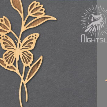 Intra απο ξύλο plywood  Χρώμα wenge 3mm-4mm πάχος - Floral Butterfly Decoration 3 Δίασταση 20x20 cm INTRAFABR-119258148 - Image 1