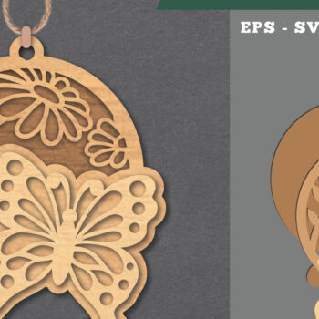 Intra απο ξύλο plywood  Χρώμα wenge 3mm-4mm πάχος - Στολίδι με φλοράλ πεταλούδα Δίασταση 6x6 cm INTRAFABR-95782111 - Image 1