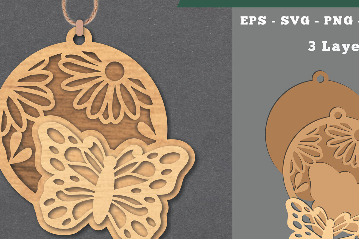 Intra απο ξύλο plywood  Χρώμα wenge 3mm-4mm πάχος - Στολίδι με φλοράλ πεταλούδα Δίασταση 6x6 cm INTRAFABR-68699377