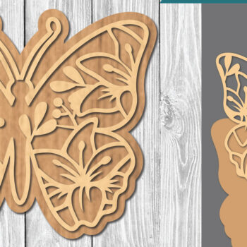 Intra απο ξύλο plywood Χρώμα wenge 3mm-4mm πάχος - Floral Butterfly 3 Δίασταση 20x20 cm INTRAFABR-110794022 - Image 1