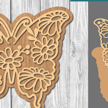 Intra απο ξύλο plywood Χρώμα wenge 3mm-4mm πάχος - Floral Butterfly 4 Δίασταση 20x20 cm INTRAFABR-114811779 - Image 1