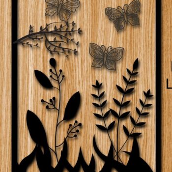 Intra απο ξύλο plywood  Χρώμα wenge 3mm-4mm πάχος - Floral Butterfly Design Δίασταση 30x20 cm INTRAFABR-102420338 - Image 1