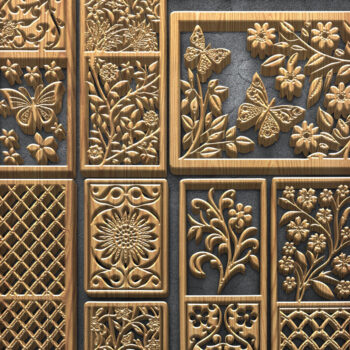 Intra απο ξύλο plywood Χρώμα wenge 3mm-4mm πάχος - κοπής με λέιζερ Floral & Butterfly Δίασταση 3600x7200 cm INTRAFABR-112889155 - Image 1