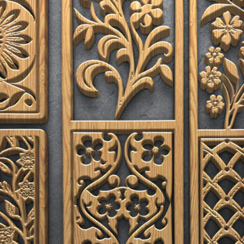 Intra απο ξύλο plywood Χρώμα wenge 3mm-4mm πάχος - κοπής με λέιζερ Floral & Butterfly Δίασταση 3600x7200 cm INTRAFABR-112889155 - Image 2