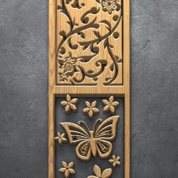 Intra απο ξύλο plywood Χρώμα wenge 3mm-4mm πάχος - κοπής με λέιζερ Floral & Butterfly Δίασταση 3600x7200 cm INTRAFABR-112889155 - Image 3