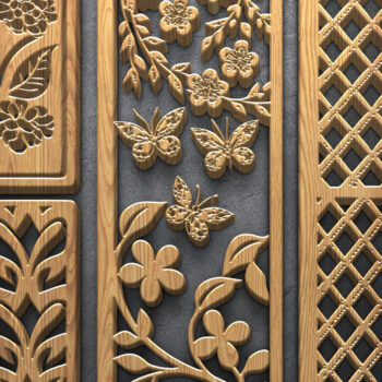 Intra απο ξύλο plywood Χρώμα wenge 3mm-4mm πάχος - κοπής με λέιζερ Floral & Butterfly Δίασταση 3600x7200 cm INTRAFABR-112889155 - Image 4