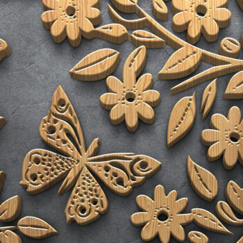 Intra απο ξύλο plywood Χρώμα wenge 3mm-4mm πάχος - κοπής με λέιζερ Floral & Butterfly Δίασταση 3600x7200 cm INTRAFABR-112889155 - Image 5