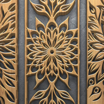 Intra απο ξύλο plywood  Χρώμα wenge 3mm-4mm πάχος - Πακέτο Laser Floral & Butterfly Δίασταση 3600x5400 cm INTRAFABR-61420519 - Image 2