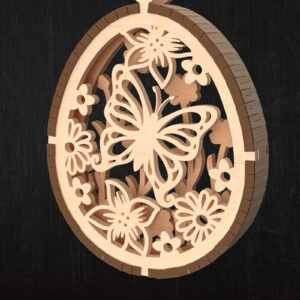 Intra απο ξύλο plywood  Χρώμα wenge 3mm-4mm πάχος - Floral Στολίδι με στρώσεις πεταλούδας Δίασταση 6x6 cm INTRAFABR-105558182