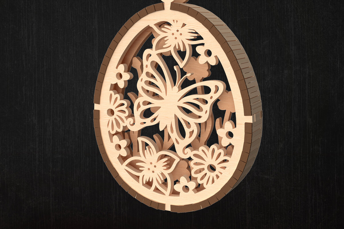 Intra απο ξύλο plywood  Χρώμα wenge 3mm-4mm πάχος - Floral Στολίδι με στρώσεις πεταλούδας Δίασταση 6x6 cm INTRAFABR-105558182