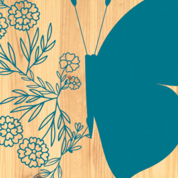 Intra απο ξύλο plywood  Χρώμα wenge 3mm-4mm πάχος - Floral Butterfly Paper Cut Design 10 Δίασταση 20x20 cm INTRAFABR-68368417 - Image 2