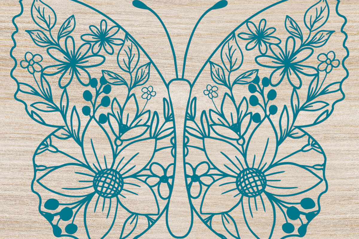 Intra απο ξύλο plywood  Χρώμα wenge 3mm-4mm πάχος - Floral Butterfly Paper Cut Design 2 Δίασταση 20x20 cm INTRAFABR-102420376