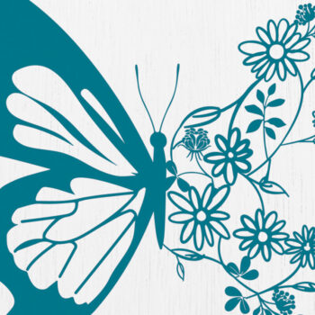 Intra απο ξύλο plywood  Χρώμα wenge 3mm-4mm πάχος - Floral Butterfly Paper Cut Design 7 Δίασταση 20x20 cm INTRAFABR-116038599 - Image 1