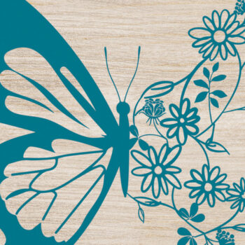 Intra απο ξύλο plywood  Χρώμα wenge 3mm-4mm πάχος - Floral Butterfly Paper Cut Design 7 Δίασταση 20x20 cm INTRAFABR-116038599 - Image 2