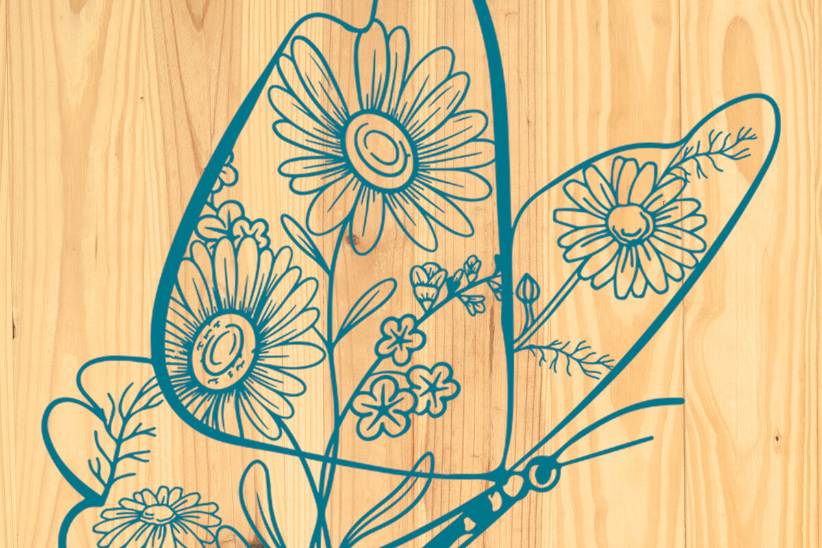 Intra απο ξύλο plywood  Χρώμα wenge 3mm-4mm πάχος - Floral Butterfly Paper Cut Design 8 Δίασταση 20x20 cm INTRAFABR-114811816