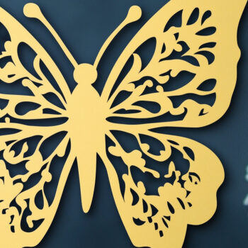 Intra απο ξύλο plywood  Χρώμα wenge 3mm-4mm πάχος - Floral Butterfly Paper Cut Δίασταση 4x4 cm INTRAFABR-113152792 - Image 1