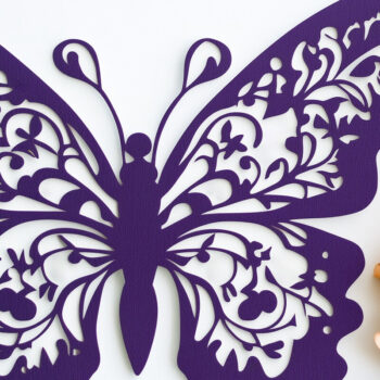 Intra απο ξύλο plywood  Χρώμα wenge 3mm-4mm πάχος - Floral Butterfly Paper Cut Δίασταση 4x4 cm INTRAFABR-96208910 - Image 1