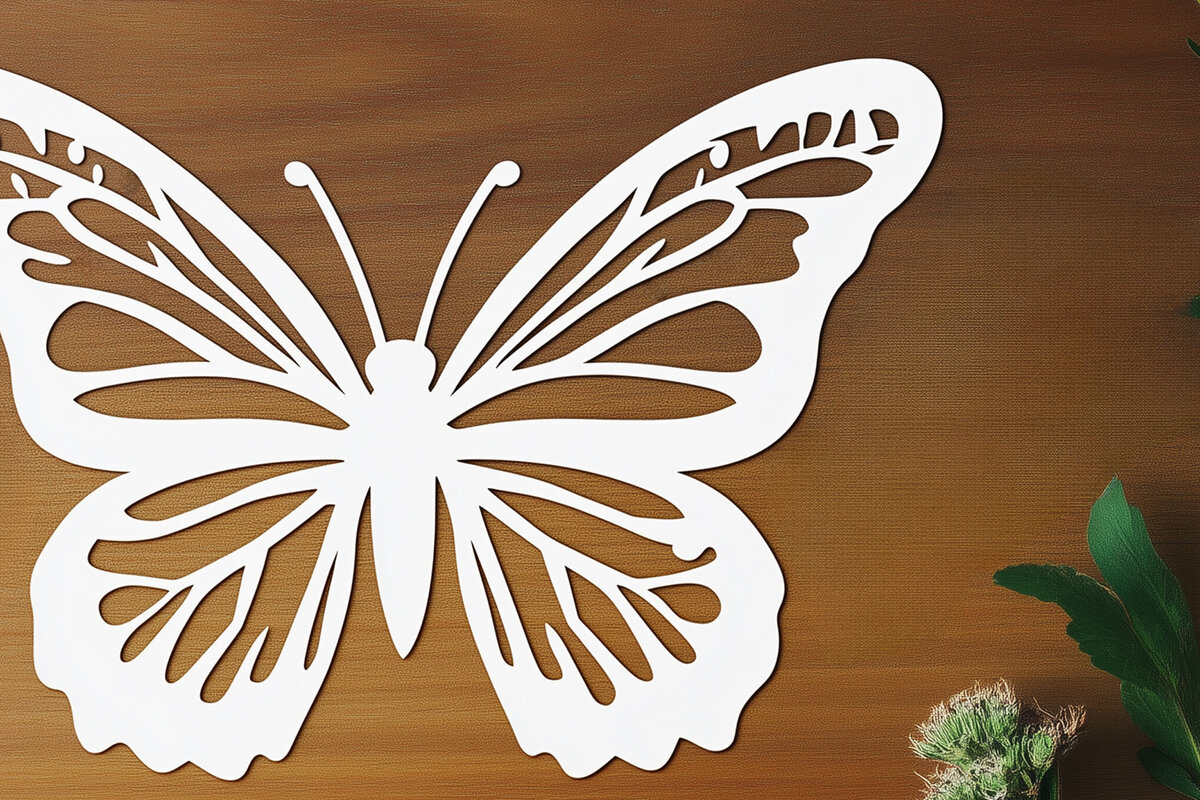 Intra απο ξύλο plywood  Χρώμα wenge 3mm-4mm πάχος - Floral Butterfly Paper Cut Δίασταση 4x4 cm INTRAFABR-95782173