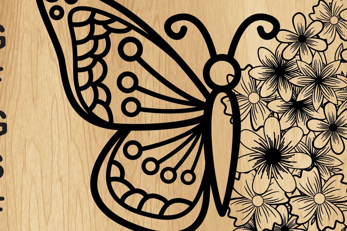 Intra απο ξύλο plywood  Χρώμα wenge 3mm-4mm πάχος - Χαρτί Πεταλούδας/Λέιζερ με λουλούδια Δίασταση 30x20 cm INTRAFABR-97000521