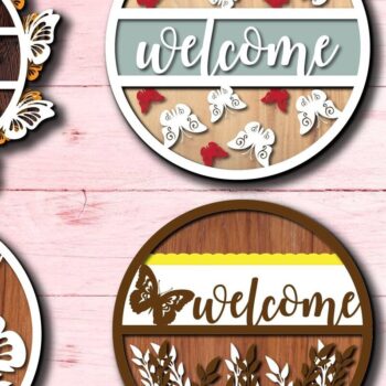 Intra απο ξύλο plywood Χρώμα wenge 3mm-4mm πάχος - Floral Πεταλούδα στρογγυλή δέσμη πινακίδων ξύλου Δίασταση 30x20 cm INTRAFABR-110796213 - Image 1