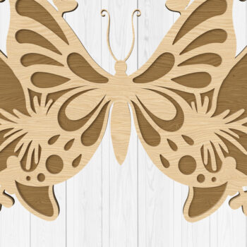 Intra απο ξύλο plywood  Χρώμα wenge 3mm-4mm πάχος - Floral Πεταλούδα Τέχνης Τοίχου Κοπή Laser Δίασταση 30x20 cm INTRAFABR-112324933 - Image 1