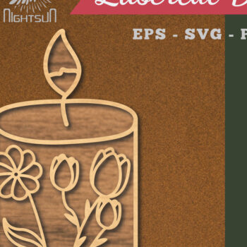 Intra απο ξύλο plywood  Χρώμα wenge 3mm-4mm πάχος - Floral Κερί Διακόσμηση κοπής με λέιζερ 2 Δίασταση 20x20 cm INTRAFABR-102420420 - Image 1