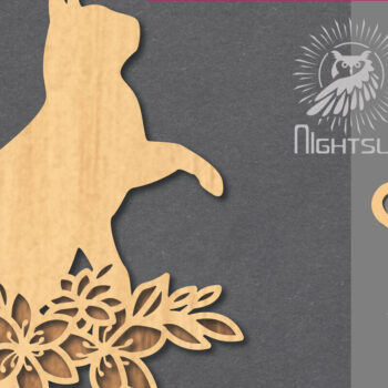 Intra απο ξύλο plywood  Χρώμα wenge 3mm-4mm πάχος - Floral Cat Διακόσμηση 1 Δίασταση 20x20 cm INTRAFABR-119258287 - Image 1