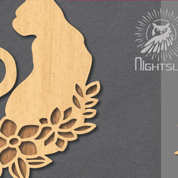 Intra απο ξύλο plywood  Χρώμα wenge 3mm-4mm πάχος - Floral Cat Διακόσμηση 3 Δίασταση 20x20 cm INTRAFABR-116404702 - Image 1