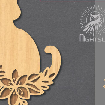 Intra απο ξύλο plywood  Χρώμα wenge 3mm-4mm πάχος - Floral Cat Διακόσμηση 4 Δίασταση 20x20 cm INTRAFABR-96208958 - Image 1