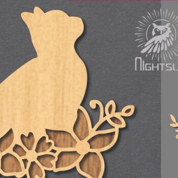 Intra απο ξύλο plywood  Χρώμα wenge 3mm-4mm πάχος - Floral Cat Διακόσμηση 5 Δίασταση 20x20 cm INTRAFABR-116669746 - Image 1