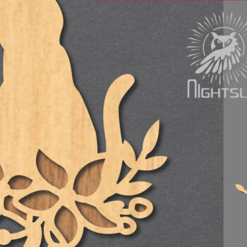 Intra απο ξύλο plywood  Χρώμα wenge 3mm-4mm πάχος - Floral Cat Διακόσμηση 6 Δίασταση 20x20 cm INTRAFABR-95782190 - Image 1